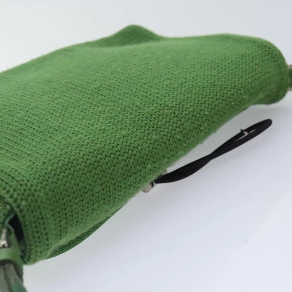PRADA Shoulder Bag Knitted Fabrics Green Silver Auth 93808 - Picture 7 of 16